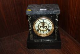 AN ANSONIA SLATE AND MARBLE MANTEL CLOCK