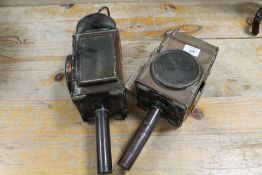 A PAIR OF COPPER COACHING LANTERNS BY MERRYWEATHER AND SONS - FIRE ENGINE MAKERS