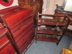 A SET OF TEN FOLDING THREE TIER BOOKCASES ( IDEAL FOR ANTIQUE FAIRS )