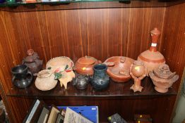 A COLLECTION OF MOSTLY AFRICAN STONEWARE VESSELS ETC