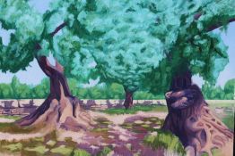 NORMAN FREDERICK CHECKETTS (XX-XXI). Study of olive trees, unsigned, oil on canvas, unframed, 81 x