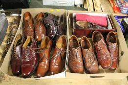 TWO TRAYS OF GENTS VINTAGE BROGUE STYLE SHOES ETC TO INCLUDE BARKER, LOTUS, BALLY, JOHN PLANT ETC