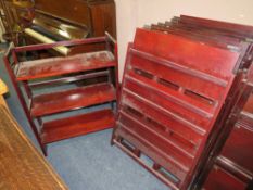 A SET OF TEN FOLDING THREE TIER BOOKCASES ( IDEAL FOR ANTIQUE FAIRS )