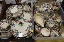 TWO TRAYS OF ROYAL CAULDON TEA AND DINNERWARE