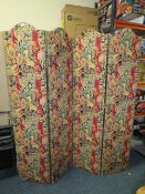 A MODERN FOUR FOLD TAPESTRY DRESSING SCREEN