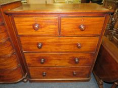 A VICTORIAN MAHOGANY FIVE DRAWER CHEST W-110 CM