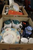 TWO BOXES OF ASSORTED CHINA TO INCLUDE ROYAL CROWN DERBY