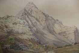 TWO FRAMED AND GLAZED WATERCOLOURS TO INCLUDE A CHURCH INTERIOR SIGNED HARRY GIBBERD