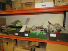 FIVE ASSORTED BOXES OF GARDEN ITEMS TO INCLUDE METAL ORNAMENTS