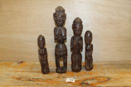 FOUR WEST AFRICAN NIGERIAN TRIBAL ART IBIBIO TRIBAL FIGURES
