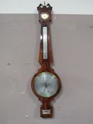 A GEORGIAN MAHOGANY ANEROID BAROMETER BY L. SIMON - SOUTH SHIELDS, H 100 cm