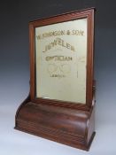 A LATE 19TH / EARLY 20TH CENTURY TABLE TOP ADVERTISING MIRROR, with drawer at base, 'W. Johnson &