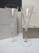 EIGHT STUART CRYSTAL STRATA PATTERN CHAMPAGNE FLUTES DESIGNED BY JASPER CONRAN