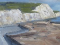 W.S.C. (XX). English school impressionist coastal scene with white cliffs, signed with initials