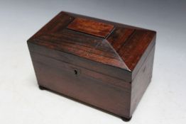 A SARCOPHAGUS TWO SECTION TEA CADDY, W 20 cm