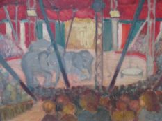 CIRCLE OF LAURA KNIGHT (1877-1970). Circus scene with elephants and numerous figures, unsigned,