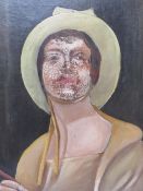 GEORGE HUGHES. Portrait study of a young woman wearing a hat, signed, inscribed and dated 1886