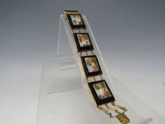 A LATE 19TH / EARLY 20TH CENTURY GRAND TOUR STYLE MICRO MOSAIC PANEL LINK BRACELET, the individual