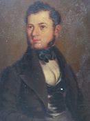 A 19TH CENTURY MINIATURE HALF LENGTH PORTRAIT STUDY OF A GENTLEMAN, unsigned, oil on board,