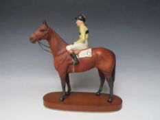 A BESWICK HORSE AND JOCKEY FIGURE OF ARKLE - PAT TAAFFE UP, matt finish, raised on an oval plinth