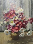 JOHN R. DAVIES (1899-1985). an impressionist still life study of flowers in a vase, 49 x 44 cm