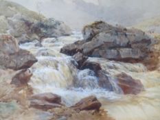 A LATE 19TH / EARLY 20TH CENTURY ROCKY RIVER SCENES IN KILLARNEY, see verso, indistinctly signed