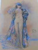 AFTER J.A.M. WHISTLER (XX). Female nude study, bears monogram middle right, pastel on paper,
