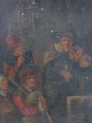 (XIX). Dutch school, interior scene with musicians and figures, unsigned, oil on board, laid on