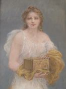 Fr. LAFO ?? (XIX). A portrait study of a young woman in classical dress holding a casket., signed