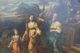 CIRCLE OF AGOSTINI BELTRANO (NAPLES 1607-1656). Banishment of Hagar, oil on canvas, gilt framed,