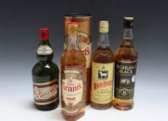 4 BOTTLES OF VINTAGE WHISKY CONSISTING OF 1 BOTTLE OF WHITE HORSE, 1 bottle of Highland Black aged 8