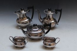 A HALLMARKED SILVER FIVE PIECE TEA AND COFFEE SERVICE BY VINERS LTD - SHEFFIELD 1961/62, approx