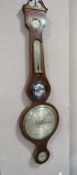 A GEORGIAN MAHOGANY ANEROID BAROMETER BY WINGATE - LONDON, with satinwood string inlaid detail, H 97