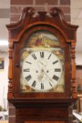 THOMAS BROWN - MANCHESTER - A 19TH CENTURY LONGCASE CLOCK WITH 8 DAY MOVEMENT, the painted face