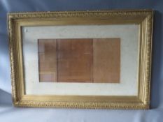 A 19TH CENTURY GOLD FRAME WITH PLANT DESIGN, with mount and glazed, frame W 10 cm, rebate 89 x 55