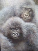TONY FORREST (XX). English school, study of two gorillas, see info verso, signed lower left, oil