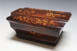 AN INLAID SEWING BOX, W 20 cm