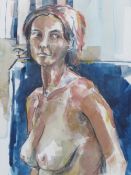 DAVID NAYLOR (XX). British school, half length female nude study, signed lower right, watercolour,