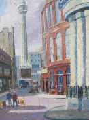 A.F. SNELL (XX). Impressionist study of monument street London, with figures and vehicles, see label