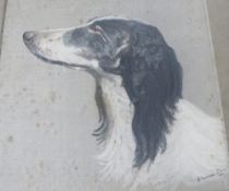 H. A. CAMERON-ROSE (XIX-XX). A portrait of a dog, signed lower right, mixed media on paper laid on
