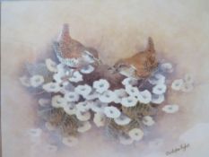 CHRISTOPHER HUGHES (XX). A pair of still life studies, fruits, plants and butterfly and a pair of l