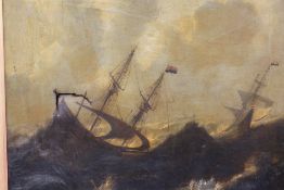 FOLLOWER OF PIETER MULIER THE ELDER (HAARLEM c.1615-1670). Dutch ships in rough seas, oil on canvas,