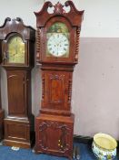 A LARGE 19TH CENTURY 8 DAY MAHOGANY LONGCASE CLOCK BY DUNLOP - NEWCASTLE, the arched painted dial
