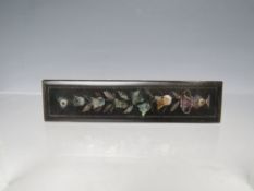 AN UNUSUAL PIQUE STYLE MOTHER OF PEARL INLAID TORTOISESHELL BROOCH, H 8.2 cm
