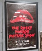 A FRAMED AND GLAZED VINTAGE ROCKY HORROR SHOW POSTER - 91 X 60 CM