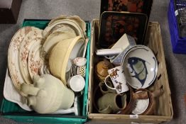 TWO TRAYS OF ASSORTED CERAMICS TO INCLUDE FISH PLATES