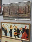 A LARGE FRAMED AND GLAZED CLIFFORD BAILEY PRINT 'WHAT YOU SAY NOW', TOGETHER WITH A LARGE VINTAGE
