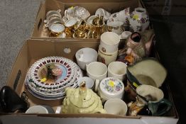 TWO TRAYS OF CERAMICS TO INCLUDE A CHARACTER JUG