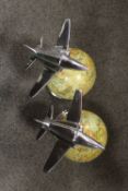 TWO AEROPLANE GLOBES