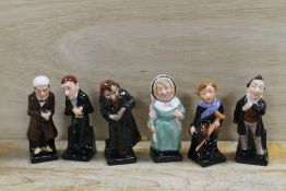 A COLLECTION OF SIX ROYAL DOULTON DICKENS CHARACTER FIGURES TO INCLUDE PECKSNIFF, MRS BARDELL ETC